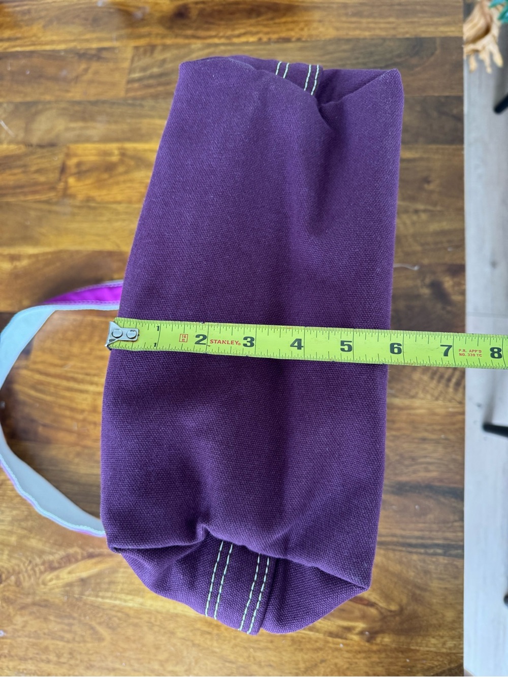 Lands End Canvas Zip Top Tote Bag Long Handle Purple Medium New Pockets Travel - Picture 3 of 10